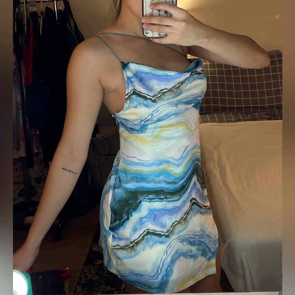 Satin multicolored mini dress